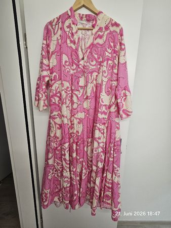 Sommerkleid pink creme gemustert
