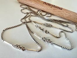 Antike Silber Longkette 800 – Edle Knotenkunst auf 82 cm
