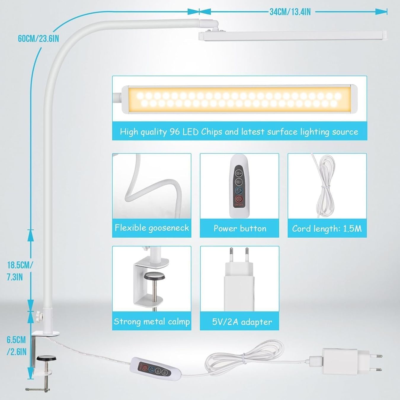 Lampade: LED Schreibtischlampe mit Klemme & Dimmfunktion – Nuovo e nell'imballaggio originale da Nuglar venduto da SaleRitter 5