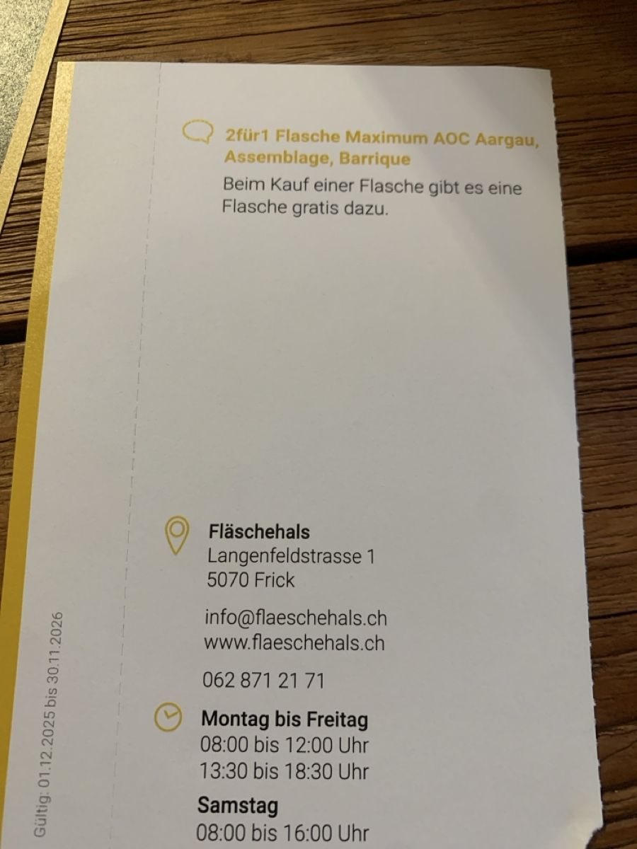 Buoni: 2x 2für1 Wein, Fläschehals Frick – Nuovo e nell'imballaggio originale da Attelwil venduto da TaraLee 1
