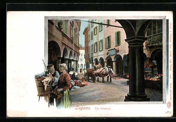 Cartoline postali: AK Lugano, Via Pessina – Usato da Berlin venduto da bartko-reher