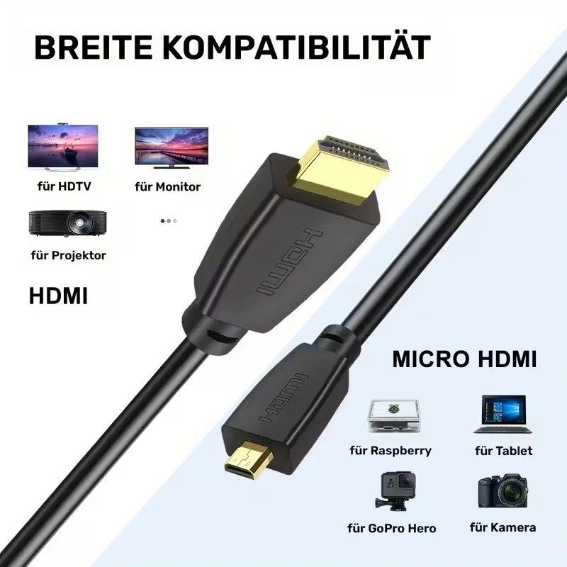 Cavi: 4K 1meter Micro HDMI zu HDMI Kabel  FullHD 3D – Nuovo (secondo la descrizione) da Kirchdorf AG venduto da csnmclub