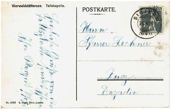 Ansichtskarten: Tellskapelle, 1920 – Gebraucht aus Flims - Dorf von Stagediver 1