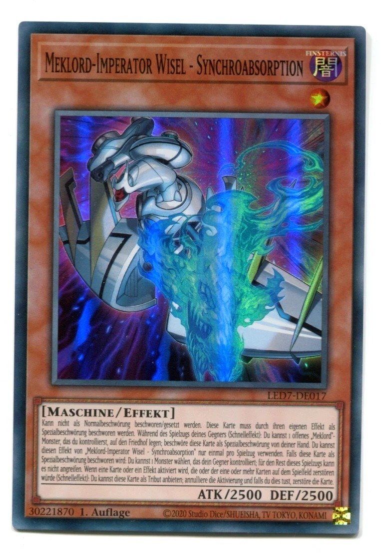 Yugioh Carte collezionabili: Yu-Gi-Oh! Meklord Imperator Wisel Synchroabsorption Super R – Nuovo e nell'imballaggio originale da Chur venduto da -NewERA-