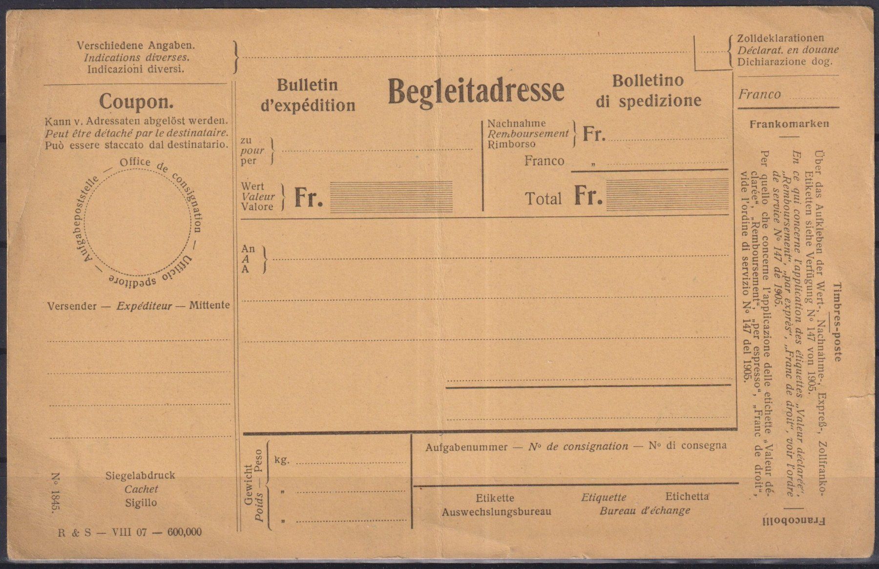 Tutti i francobolli: R34)  Begleitadresse, sehe Scan – Usato da Claro venduto da Chanty7