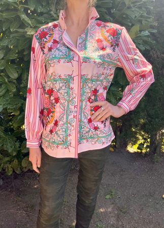 Glamour Camicia a fiori e righe rosa - Taglia M /L- Nuova!