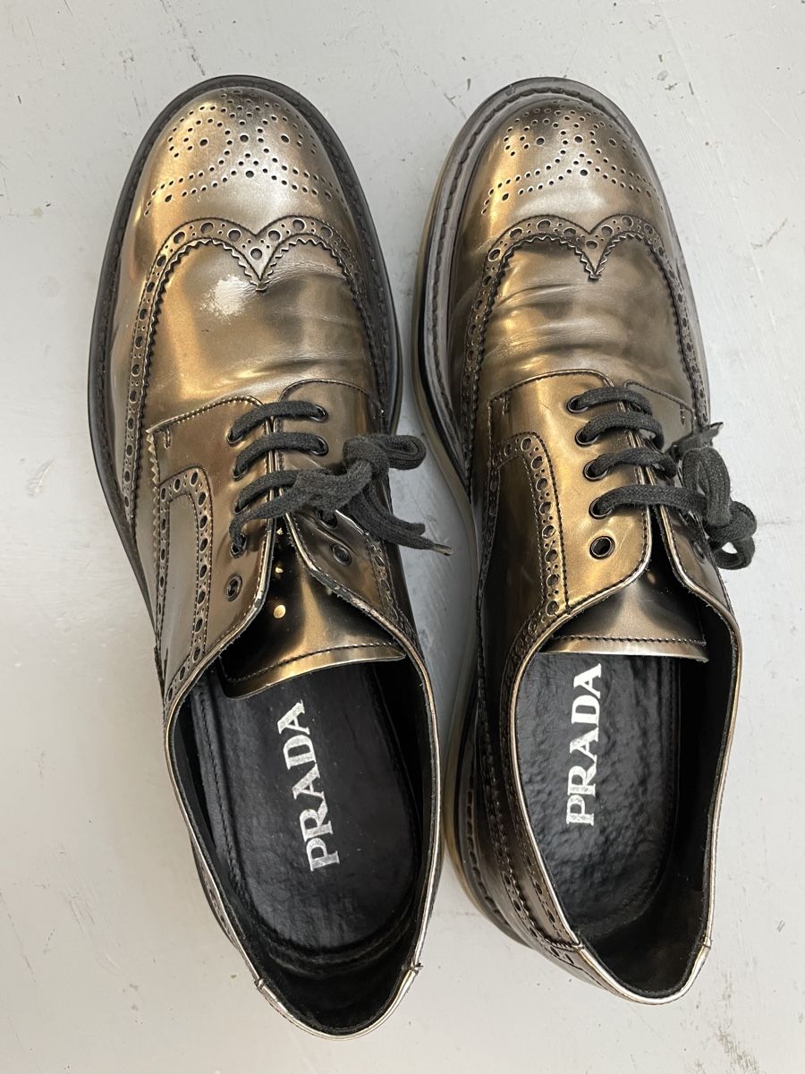 Prada Herrenschuhe: PRADA Derby Herrenschuhe Altsilber 45 – Gebraucht aus Zürich von Danokiko
