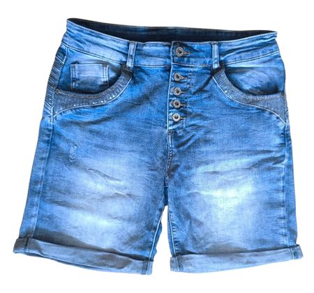 Kurze Jeanshose mit Pailetten