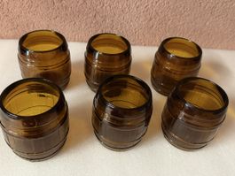 6 er Set Bülach Glas Becher im Fassdesign 🍯