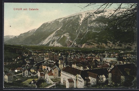 Cartoline postali: AK Chur, Teilansicht mit Calanda, 1908 – Usato da Berlin venduto da bartko-reher