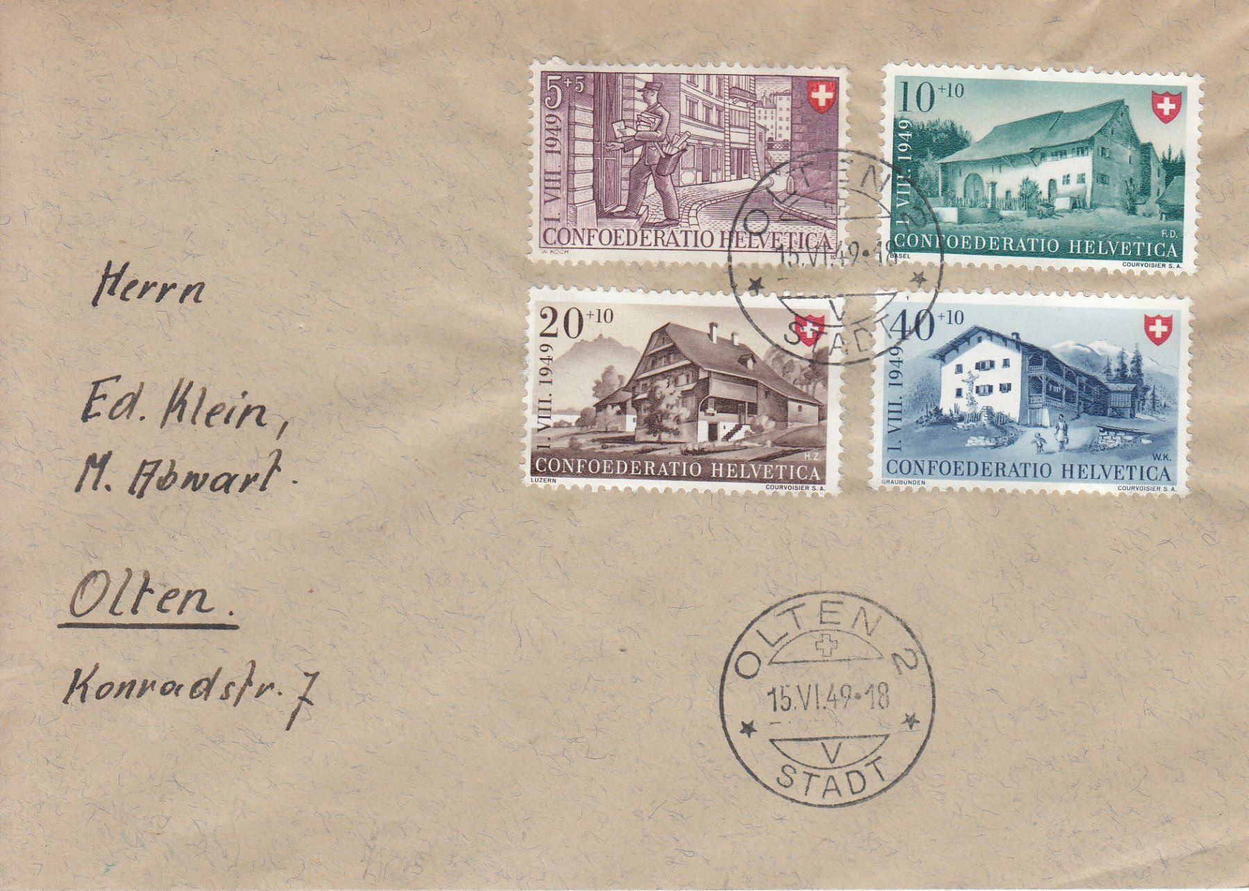 Tutti i francobolli: 42-45  FDC 15.6.1849, hoher Katalogwert – Usato da Spreitenbach venduto da Lienbi01
