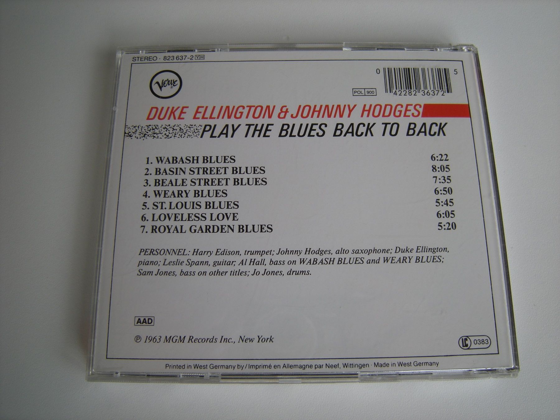 CD: DUKE ELLINGTON and JOHNNY HODGES - Back to Back – Usato da Basel venduto da Ceebee62 1