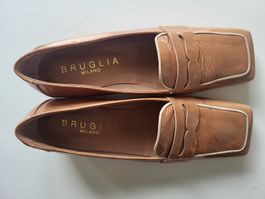 Loafer Bruglia Milano Lackleder caramel Gr 39 neuwertig