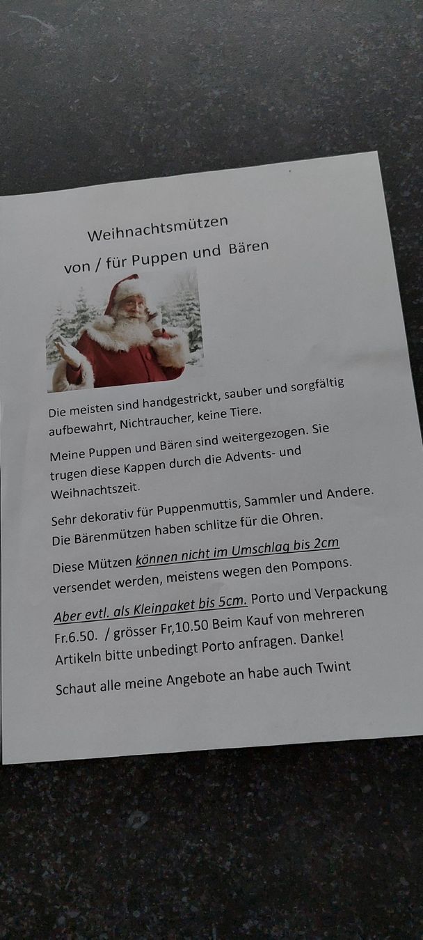 Giocattoli: Teddy Bär Weihnachts Mütze  – Nuovo (secondo la descrizione) da Muri AG venduto da nindo1 5