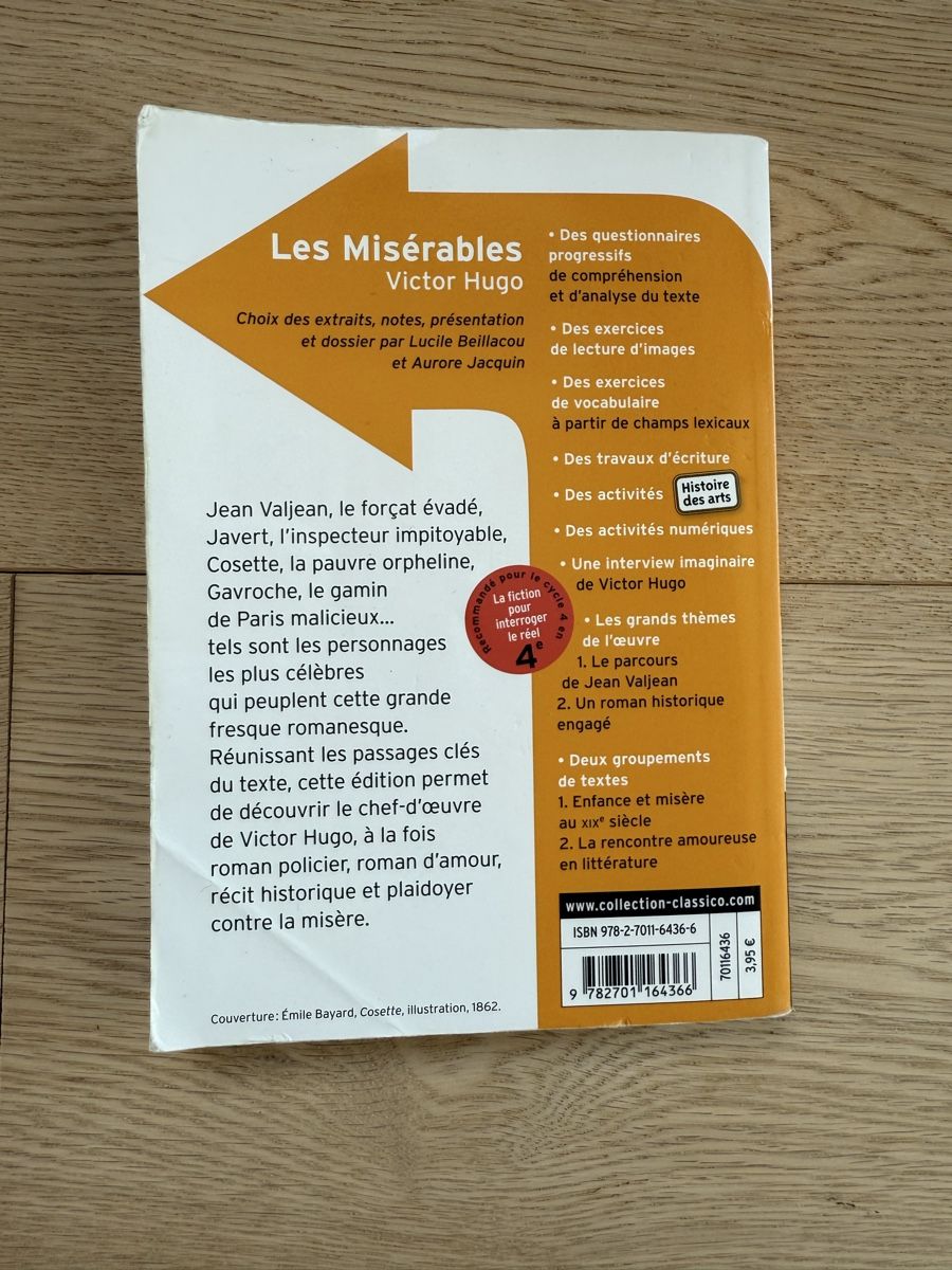 Libri: Les Misérables, Victor Hugo. Édition Classico Collège. – Usato da Zürich venduto da Irassa 1