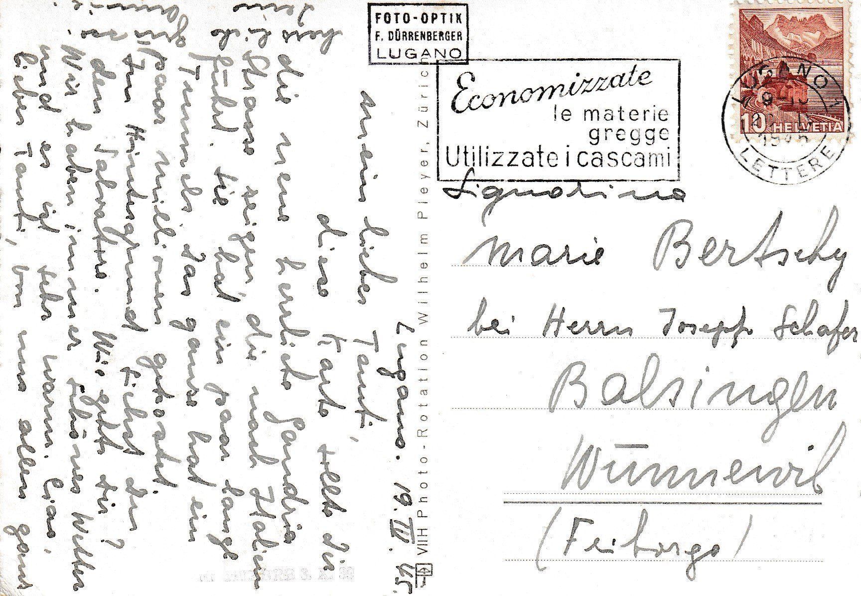 Cartoline postali: AK Gandria gel. 20.4.1945 – Usato da Fribourg venduto da schnalla92 1