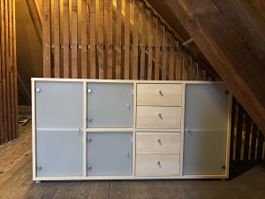 Sideboard Holzoptik mit Glastüren und Schubladen gebraucht