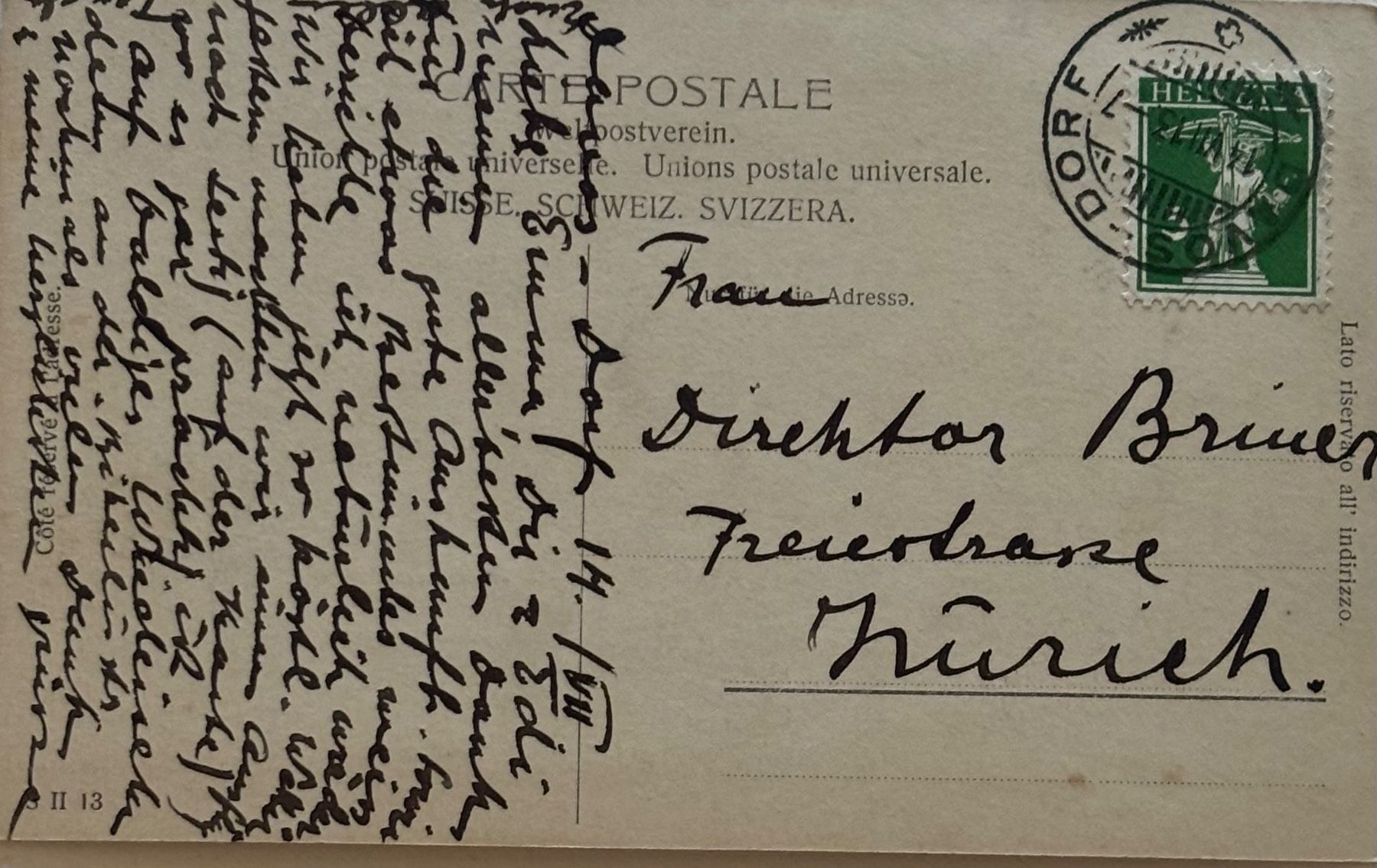 Cartoline postali: Davos, Sertig, 1913 – Usato da Frauenfeld venduto da Merk52 1