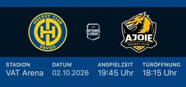 2 HCD Tickets / HC Davos : HC Ajoie