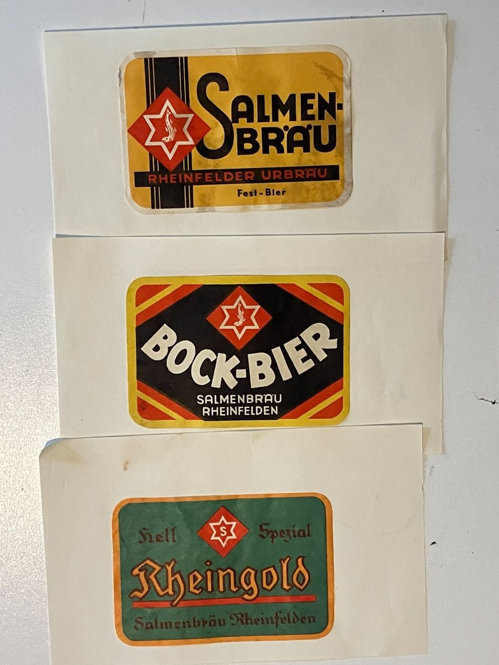 Sticker: 3 Etiketten Salmenbräu Rheinfelden – Usato da Basel venduto da djwwpp