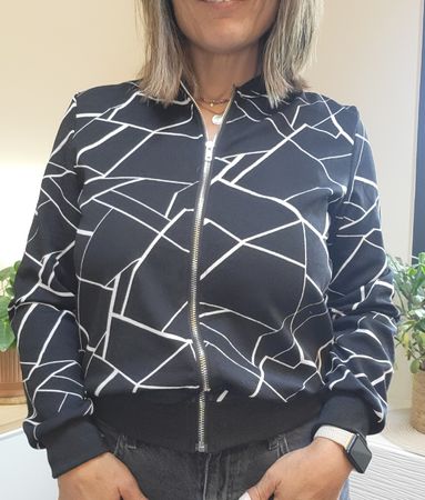 Veste bomber légère noire à motifs géométriques - T 40