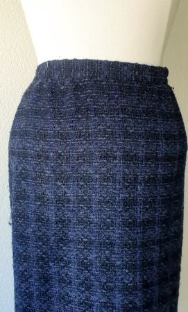 ROCK JUPE 36 S VINTAGE BLAU STRICKWARE GLITZER TOP ZU BLUSE