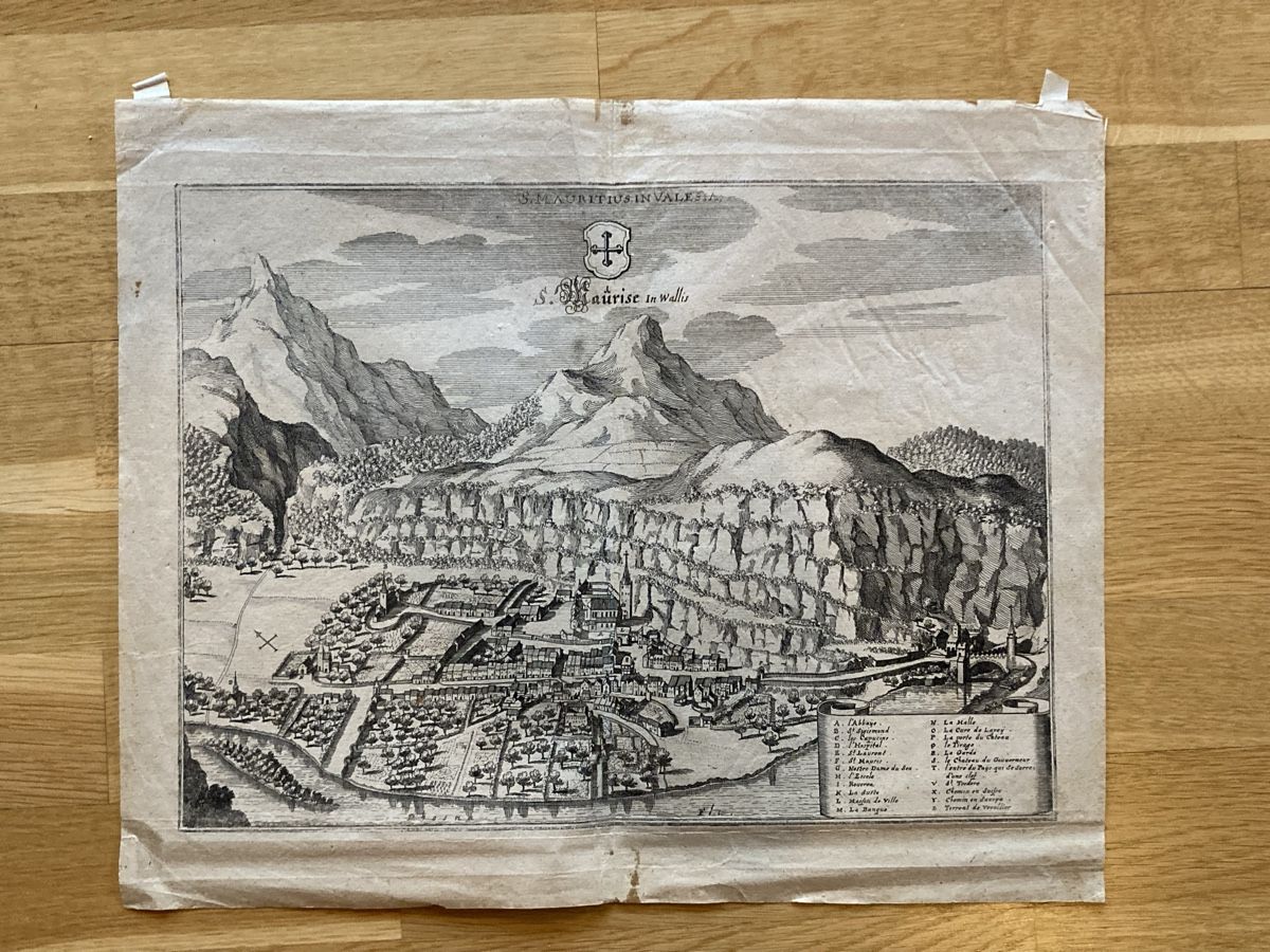Incisioni: Kupferstich Merian St. Maurice – Usato da Zürich venduto da adr_dmw2 1
