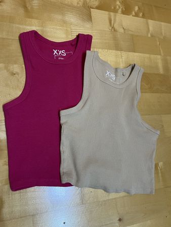 XXS Top Set: Sommer Tanktops, Beige & Pink