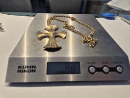 Kreuz Halskette Gold Anhänger Kette Vintage Klerikal