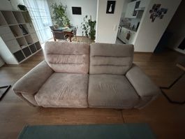 Sofa light brown fabric two-seater good condition