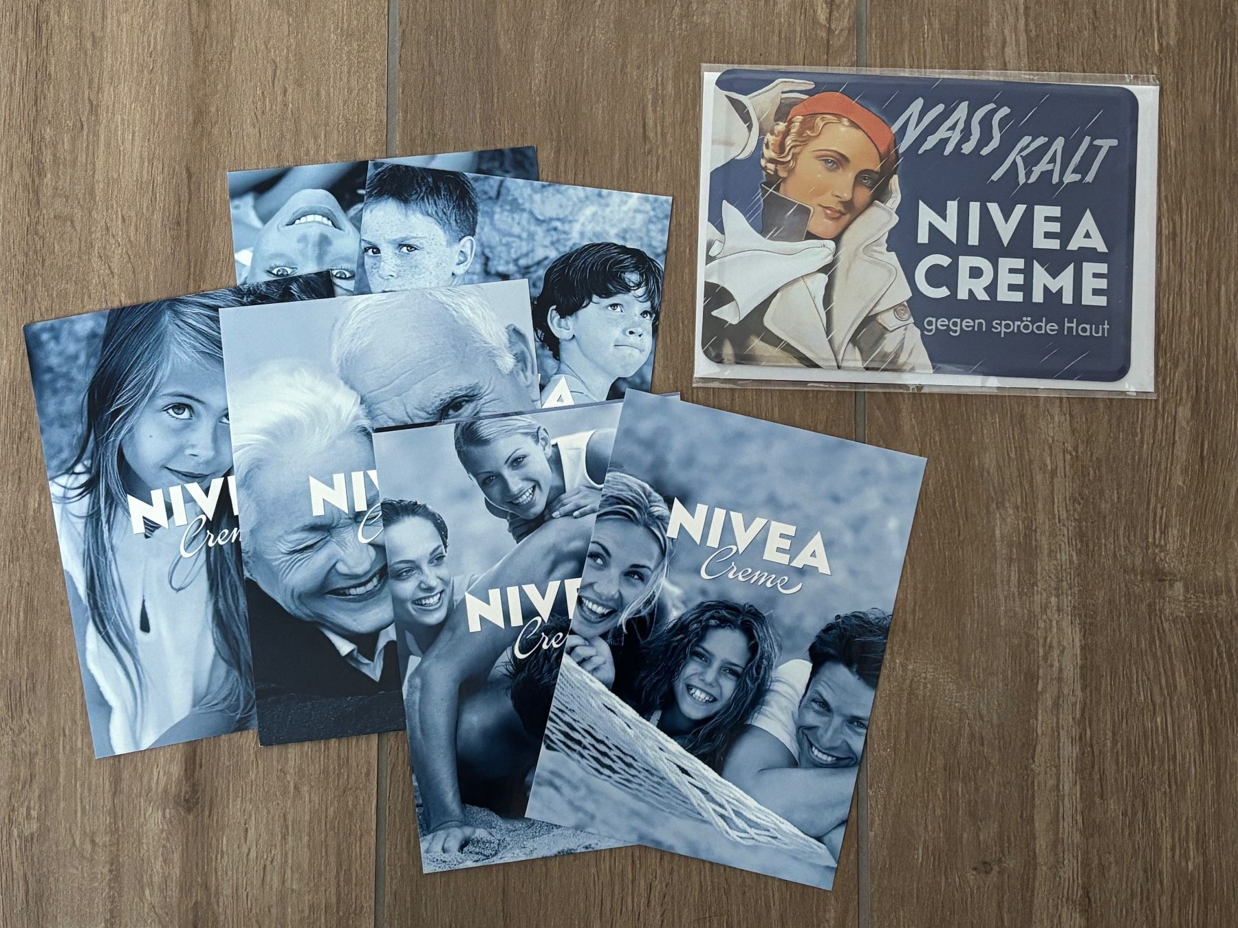 Cartoline postali: 7 Postkarten und 1 Blechschild Nivea Creme – Usato da Esslingen venduto da Danielp