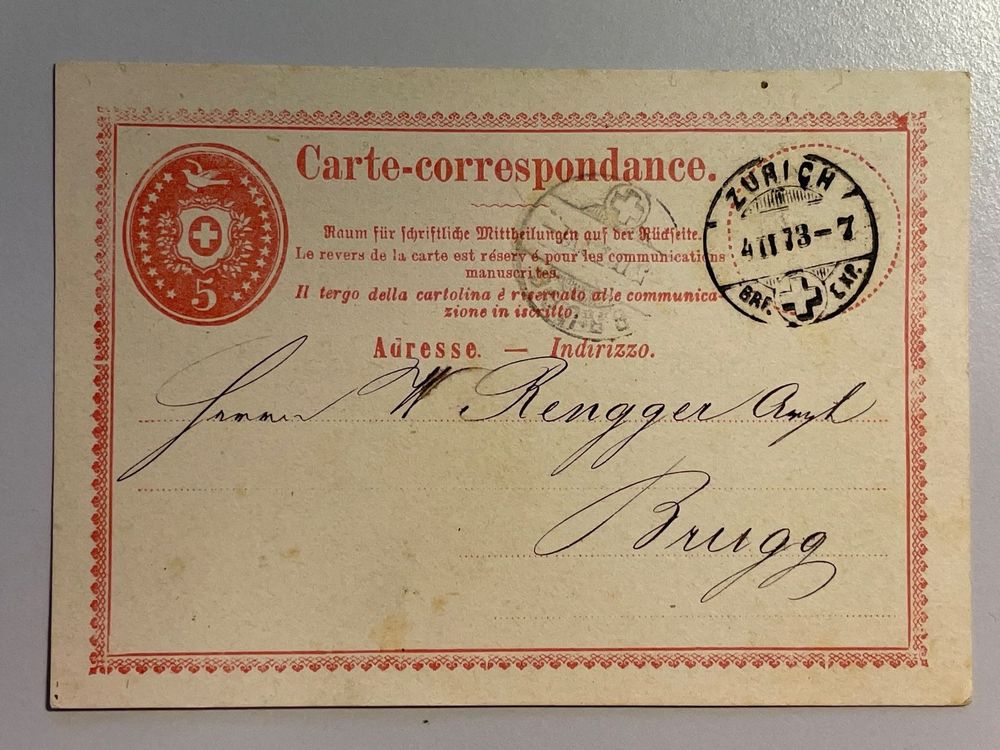 1873 5Rp CarteCorrespondance, Stempel ZüRICH Kaufen auf Ricardo