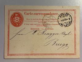 1873 5Rp Carte-Correspondance, Stempel ZüRICH