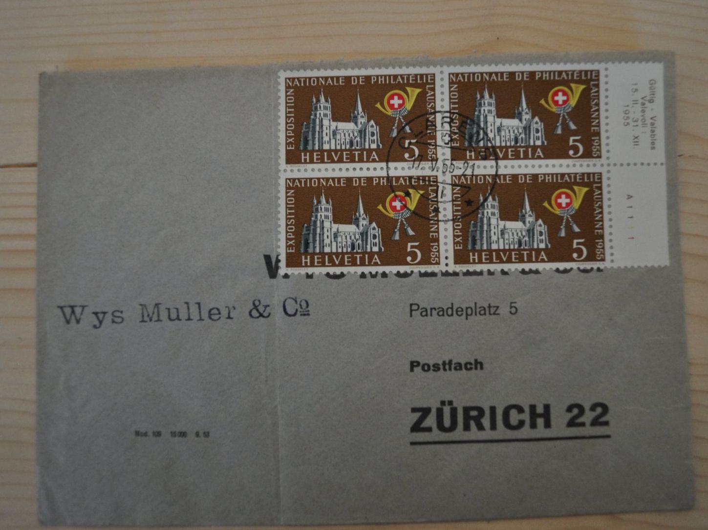Alle Briefmarken: Brief mit 4er Block 1955 (35) – Gebraucht aus Zeihen von Hammerpreise