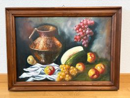 64.5x47.5/ handgemaltes Ölgemälde Stillleben Früchten Krug