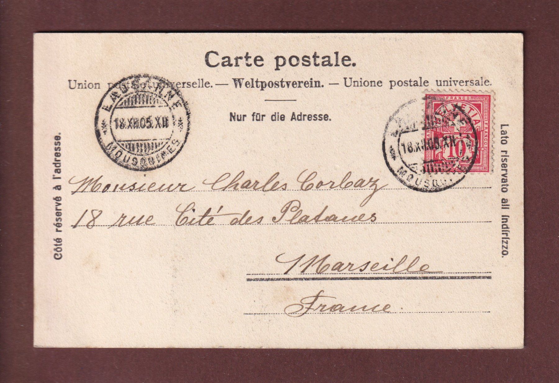 Cartoline postali: BASEL - Isaak Iselin-Denkmal - 1905 – Usato da Pully venduto da nicecards 1