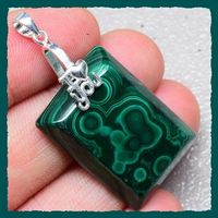 ♛ Malachite 925 Silber Anhänger