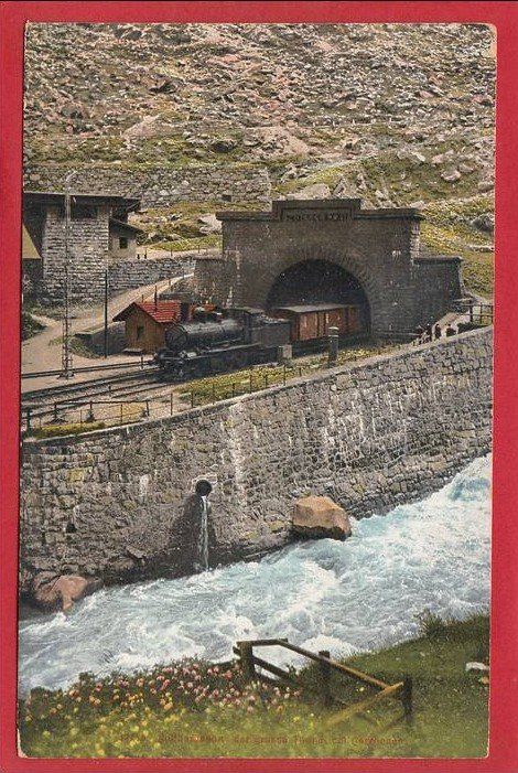 Cartoline postali: GOTTHARDBAHN DER GROSSE TUNNEL BEI GÖSCHENEN – Usato da Grüningen venduto da Kartenlaube