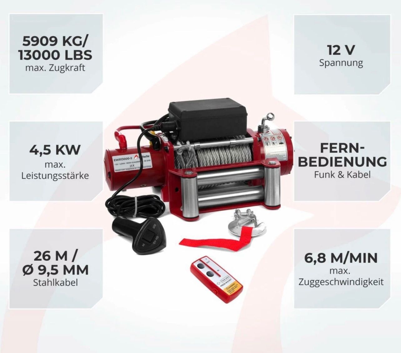 Argani forestali & Pinze posteriori : Seilwinde elektrisch 5909kg – Nuovo e nell'imballaggio originale da Amriswil venduto da JaJa-Express 2