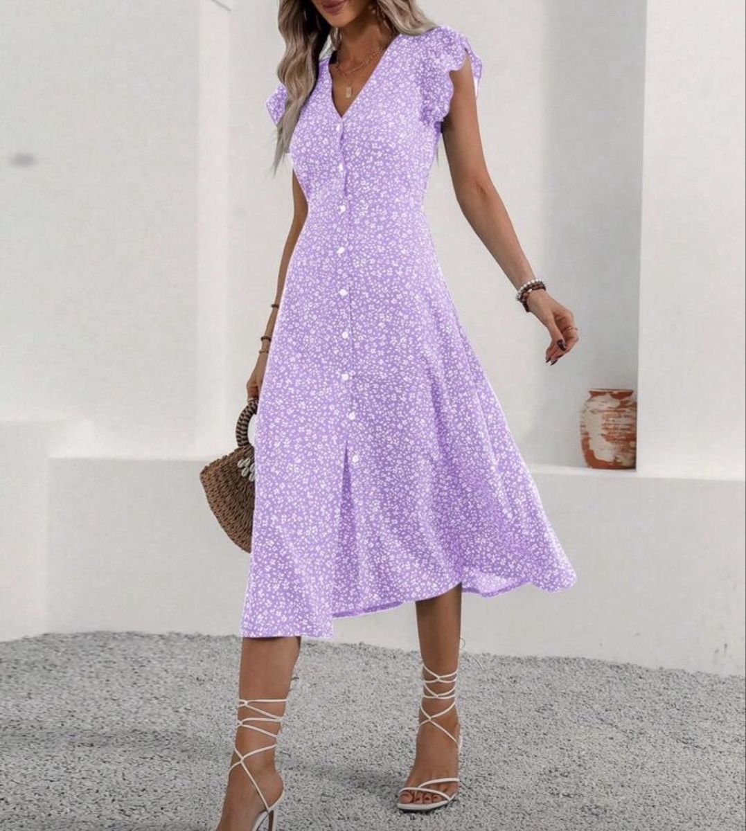 Vestiti: Kleid lila Blumenmuster - Grösse S – Usato da Oberhofen Thun'see venduto da ClaudiaKelesh