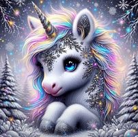 Diamond Painting: kleines Einhorn 40x40cm