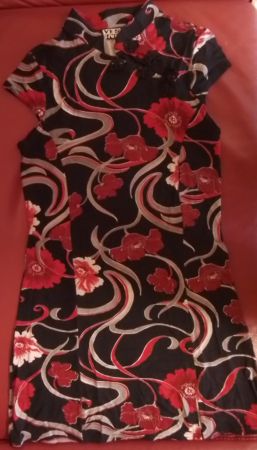 Vintage Long-Oberteil / mini-Kleid Asian Style / gemustert