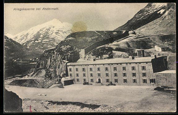 Cartoline postali: AK Andermatt, Ansicht der Kriegskaserne – Usato da Berlin venduto da bartko-reher