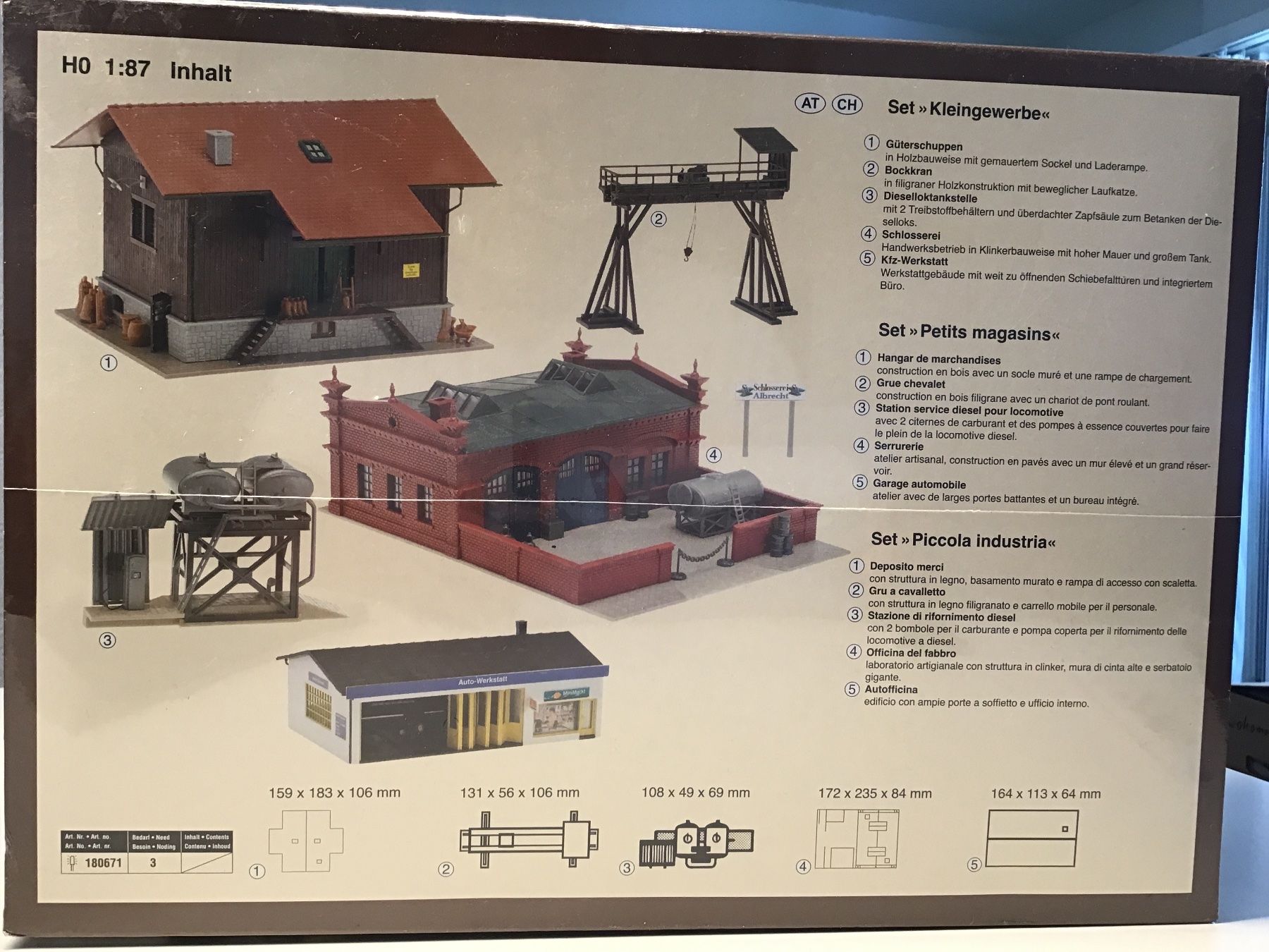 Faller Modellini di ferrovie: Faller 5 Gebaeudebausätze HO Modellbahnen Neu – Nuovo e nell'imballaggio originale da Männedorf venduto da Modelle-aller-Art 1