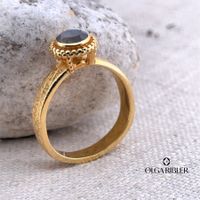 Silber Ring 925 mit Labradorite Grösse 57