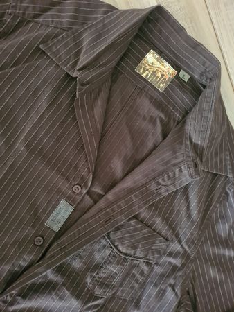 Chemise homme(L)marque "Jules" 100% COTON (brun/raies beige)
