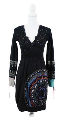 Desigual Kleid mit gestrickten Ärmeln Gr. S