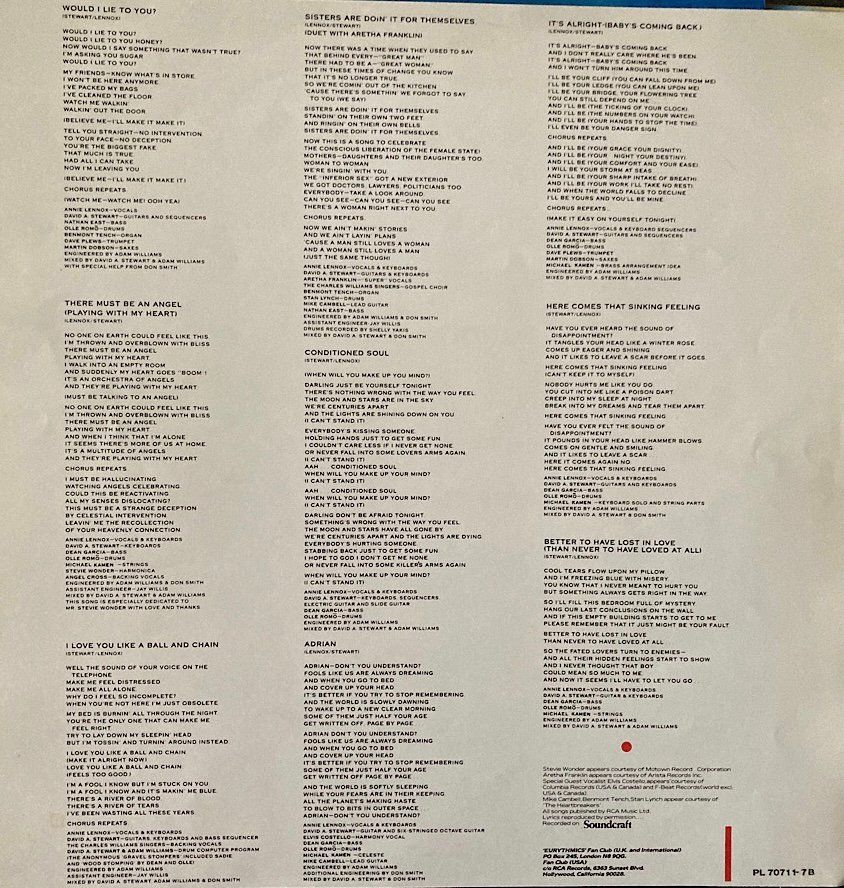Schallplatten: Album Eurythmics "Be Yourself Tonight" (1985) – Gebraucht aus Genève von pie_hhc7 2