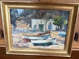 Bateaux de pêcheurs peinture à l’huile