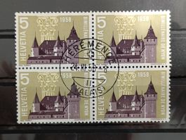 1958 Schloss Nyon Viererblock Top Stempel